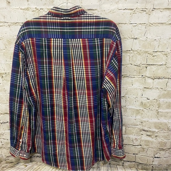 Tommy Hilfiger Blue Red Plaid Cotton Button Down Shirt - Picture 3 of 4